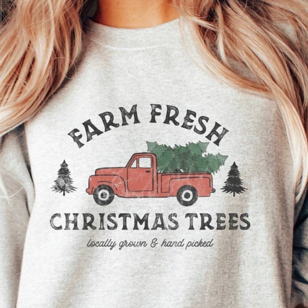 Gray Farm Fresh Christmas Trees Sweatshirt